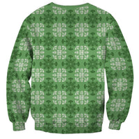 Green Hawaiian Quilt Sweatshirt Hawaii Pineapple Monstera Palaka Motifs LT14 - Polynesian Pride