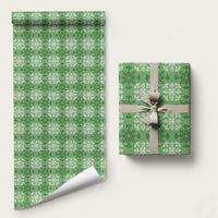Green Hawaiian Quilt Wrapping Paper Hawaii Pineapple Monstera Palaka Motifs LT14 58" × 23" Green - Polynesian Pride