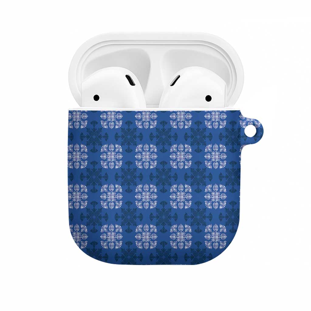 Royal Blue Hawaiian Quilt AirPods Case Hawaii Pineapple Monstera Palaka Motifs LT14 Royal Blue - Polynesian Pride