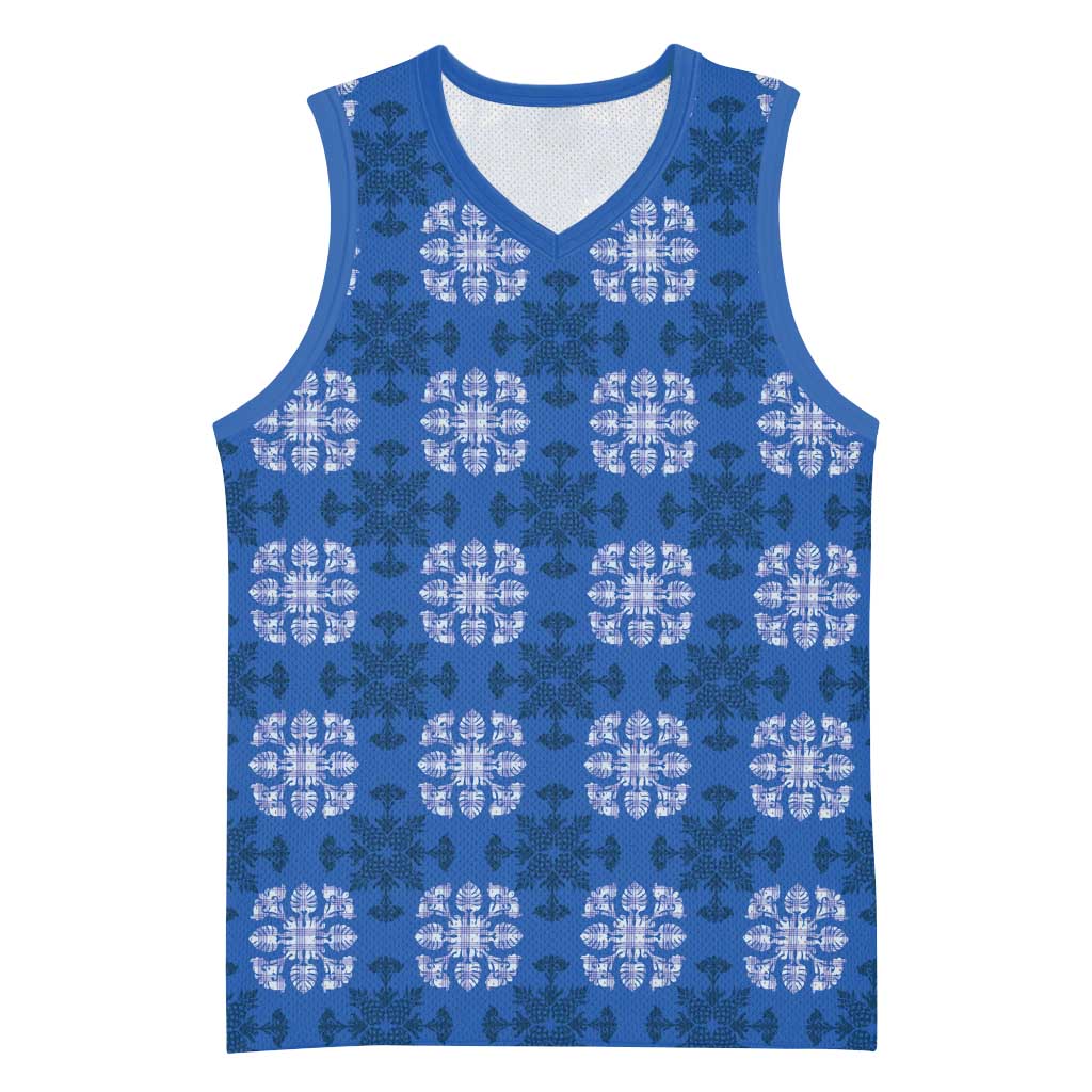 Royal Blue Hawaiian Quilt Basketball Jersey Hawaii Pineapple Monstera Palaka Motifs LT14 Unisex Royal Blue - Polynesian Pride