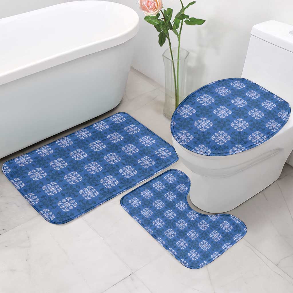Royal Blue Hawaiian Quilt Bathroom Set Hawaii Pineapple Monstera Palaka Motifs LT14 - Polynesian Pride