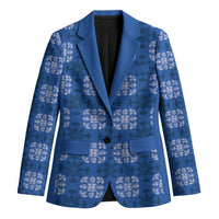 Royal Blue Hawaiian Quilt Blazer Hawaii Pineapple Monstera Palaka Motifs LT14 Unisex Royal Blue - Polynesian Pride
