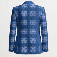 Royal Blue Hawaiian Quilt Blazer Hawaii Pineapple Monstera Palaka Motifs LT14 - Polynesian Pride