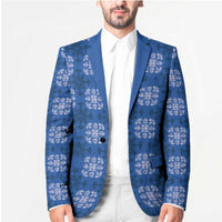 Royal Blue Hawaiian Quilt Blazer Hawaii Pineapple Monstera Palaka Motifs LT14 - Polynesian Pride