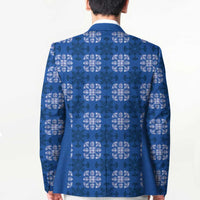 Royal Blue Hawaiian Quilt Blazer Hawaii Pineapple Monstera Palaka Motifs LT14 - Polynesian Pride