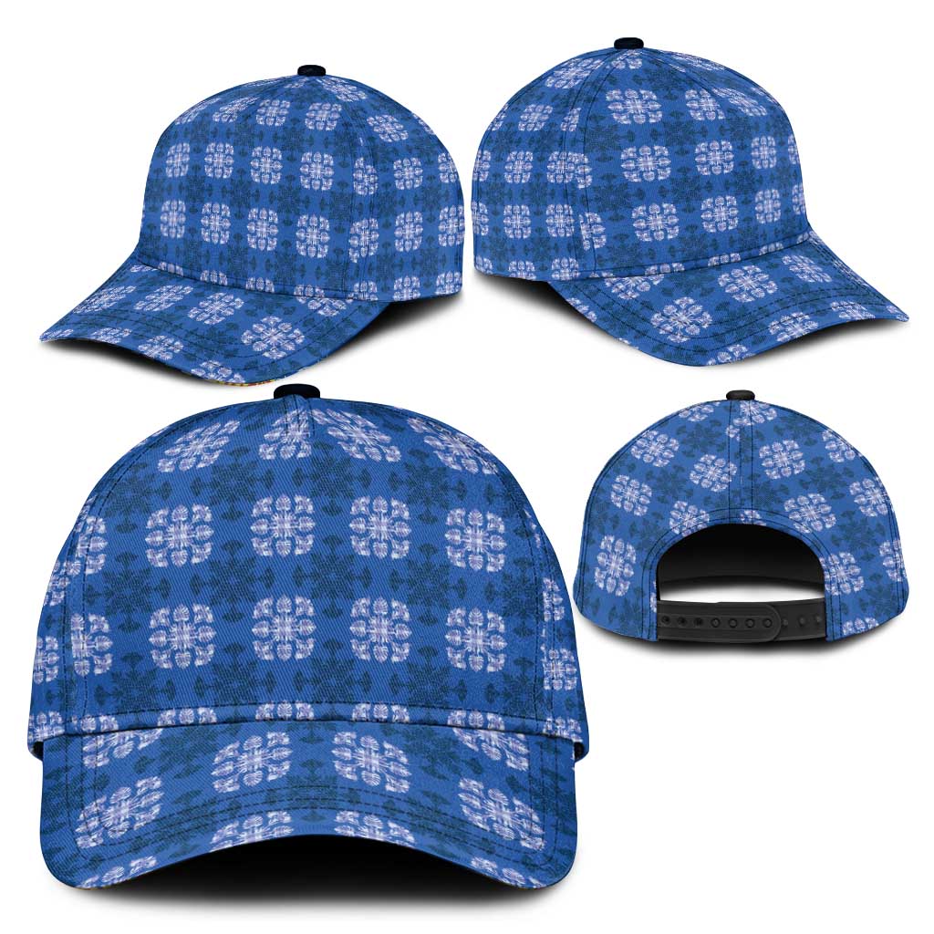 Royal Blue Hawaiian Quilt Classic Cap Hawaii Pineapple Monstera Palaka Motifs LT14 - Polynesian Pride