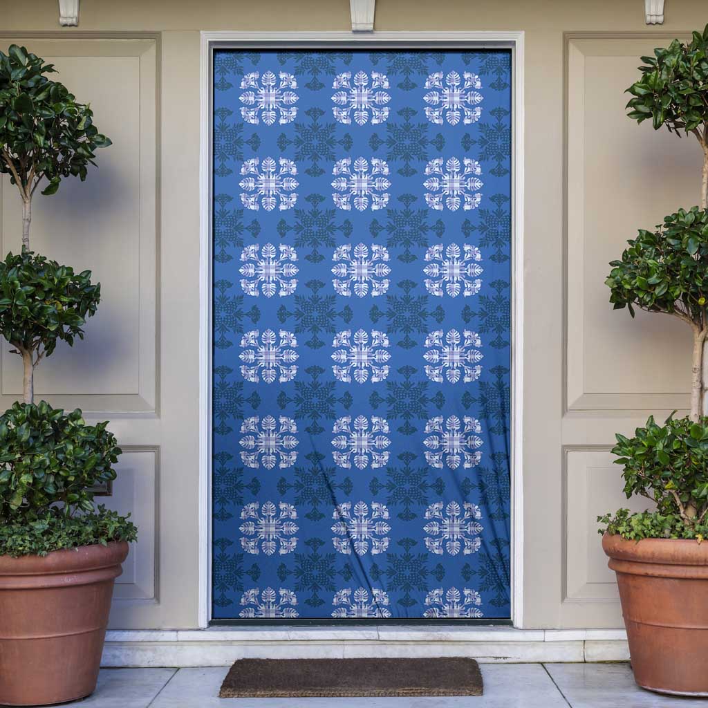 Royal Blue Hawaiian Quilt Door Cover Hawaii Pineapple Monstera Palaka Motifs LT14 Royal Blue - Polynesian Pride