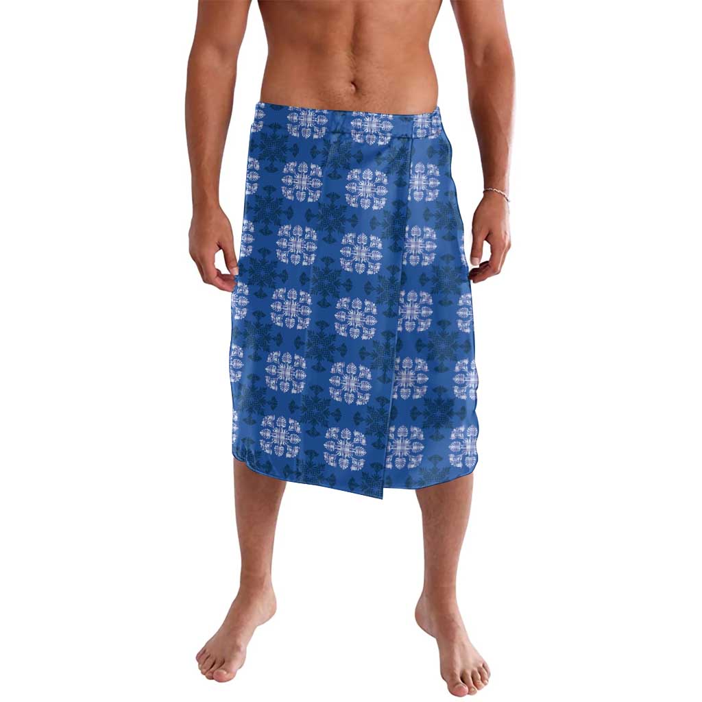 Royal Blue Hawaiian Quilt Lavalava Hawaii Pineapple Monstera Palaka Motifs LT14 Royal Blue - Polynesian Pride