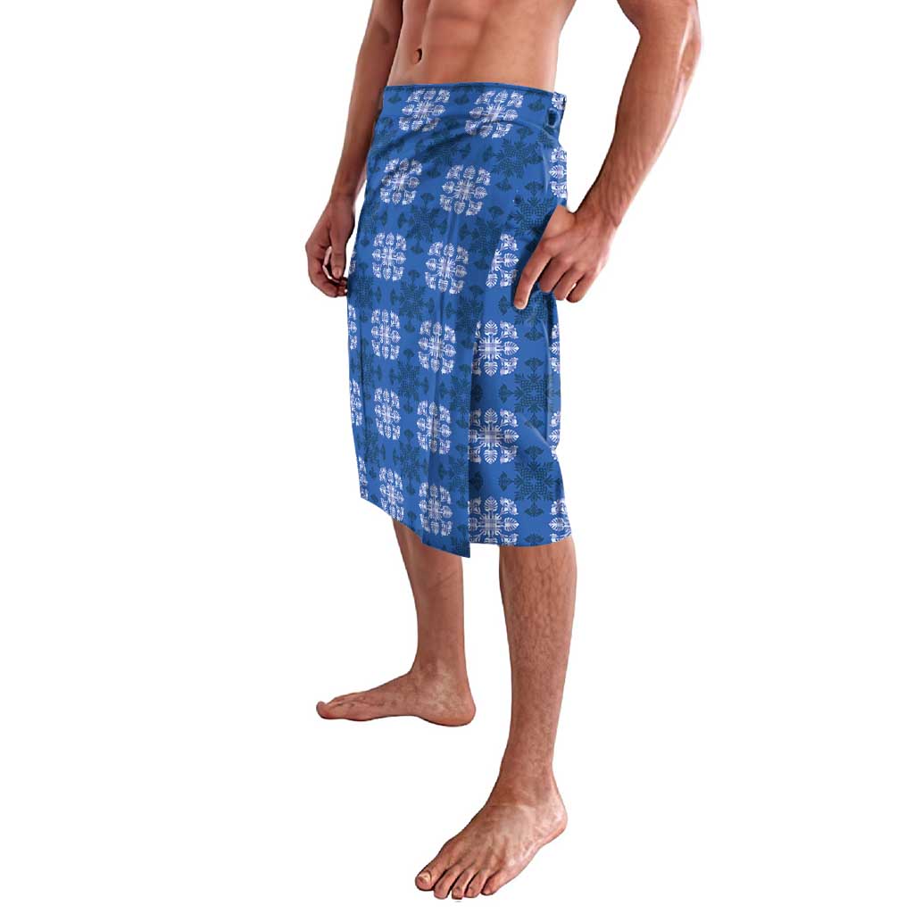 Royal Blue Hawaiian Quilt Lavalava Hawaii Pineapple Monstera Palaka Motifs LT14 - Polynesian Pride