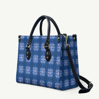 Royal Blue Hawaiian Quilt Leather Bag Hawaii Pineapple Monstera Palaka Motifs LT14 Royal Blue - Polynesian Pride