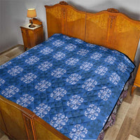 Royal Blue Hawaiian Quilt Quilt Hawaii Pineapple Monstera Palaka Motifs LT14 - Polynesian Pride