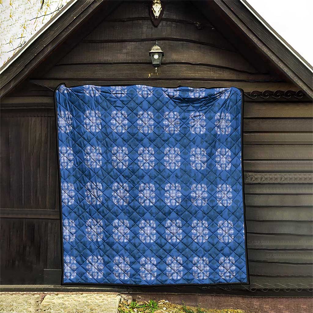 Royal Blue Hawaiian Quilt Quilt Hawaii Pineapple Monstera Palaka Motifs LT14 - Polynesian Pride