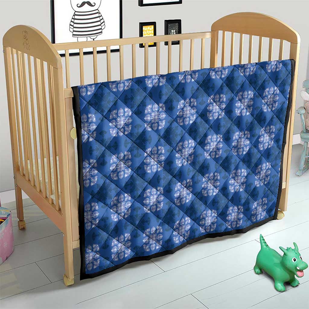 Royal Blue Hawaiian Quilt Quilt Hawaii Pineapple Monstera Palaka Motifs LT14 - Polynesian Pride