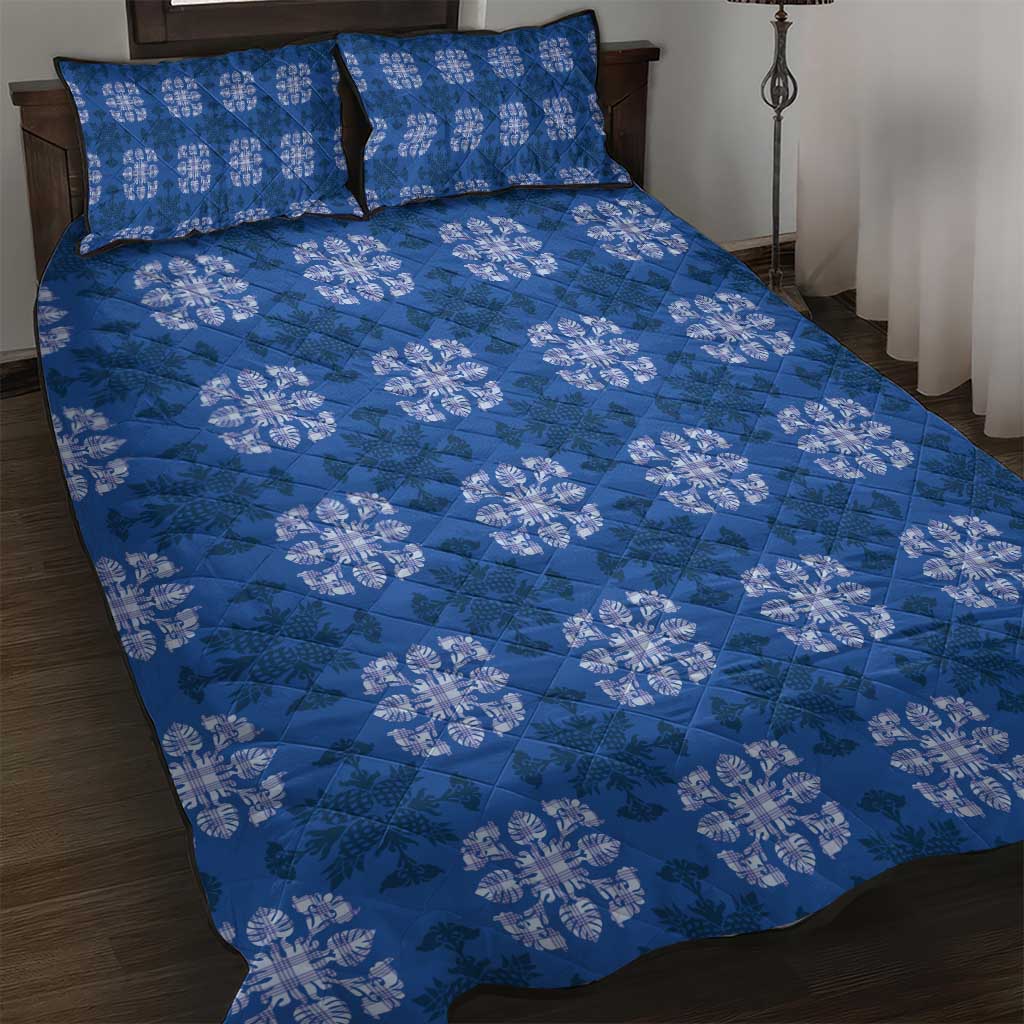 Royal Blue Hawaiian Quilt Quilt Bed Set Hawaii Pineapple Monstera Palaka Motifs LT14 Royal Blue - Polynesian Pride