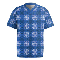 Royal Blue Hawaiian Quilt Rugby Jersey Hawaii Pineapple Monstera Palaka Motifs LT14 Royal Blue - Polynesian Pride