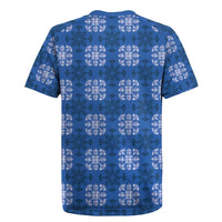 Royal Blue Hawaiian Quilt Rugby Jersey Hawaii Pineapple Monstera Palaka Motifs LT14 - Polynesian Pride