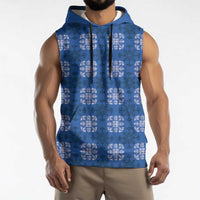 Royal Blue Hawaiian Quilt Sleeveless Hoodie Hawaii Pineapple Monstera Palaka Motifs LT14 - Polynesian Pride