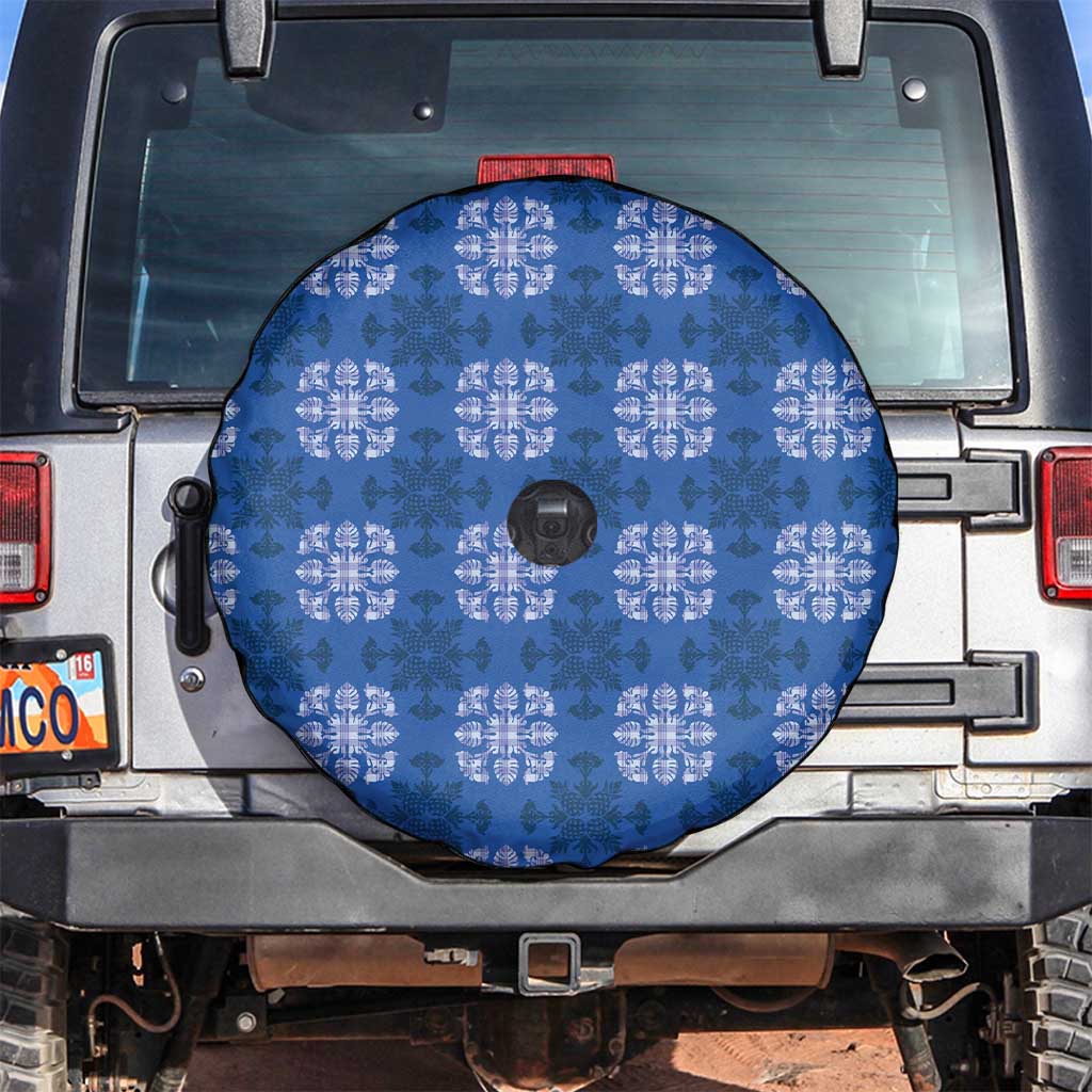Royal Blue Hawaiian Quilt Spare Tire Cover Hawaii Pineapple Monstera Palaka Motifs LT14 Royal Blue - Polynesian Pride