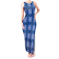 Royal Blue Hawaiian Quilt Tank Maxi Dress Hawaii Pineapple Monstera Palaka Motifs LT14 Women Royal Blue - Polynesian Pride