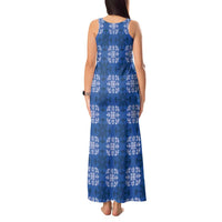 Royal Blue Hawaiian Quilt Tank Maxi Dress Hawaii Pineapple Monstera Palaka Motifs LT14 - Polynesian Pride