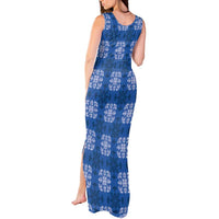 Royal Blue Hawaiian Quilt Tank Maxi Dress Hawaii Pineapple Monstera Palaka Motifs LT14 - Polynesian Pride