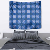 Royal Blue Hawaiian Quilt Tapestry Hawaii Pineapple Monstera Palaka Motifs LT14 - Polynesian Pride