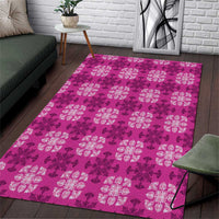Pink Hawaiian Quilt Area Rug Hawaii Pineapple Monstera Palaka Motifs LT14 Pink - Polynesian Pride