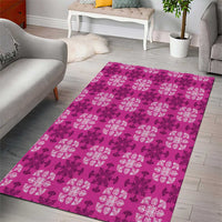 Pink Hawaiian Quilt Area Rug Hawaii Pineapple Monstera Palaka Motifs LT14 - Polynesian Pride