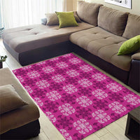 Pink Hawaiian Quilt Area Rug Hawaii Pineapple Monstera Palaka Motifs LT14 - Polynesian Pride