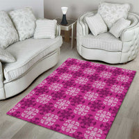 Pink Hawaiian Quilt Area Rug Hawaii Pineapple Monstera Palaka Motifs LT14 - Polynesian Pride