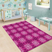 Pink Hawaiian Quilt Area Rug Hawaii Pineapple Monstera Palaka Motifs LT14 - Polynesian Pride