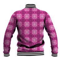 Pink Hawaiian Quilt Baseball Jacket Hawaii Pineapple Monstera Palaka Motifs LT14 - Polynesian Pride