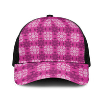 Pink Hawaiian Quilt Baseball Net Cap Hawaii Pineapple Monstera Palaka Motifs LT14 One Size Black Pink - Polynesian Pride