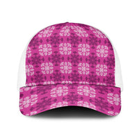 Pink Hawaiian Quilt Baseball Net Cap Hawaii Pineapple Monstera Palaka Motifs LT14 One Size White Pink - Polynesian Pride