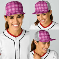 Pink Hawaiian Quilt Baseball Net Cap Hawaii Pineapple Monstera Palaka Motifs LT14 - Polynesian Pride