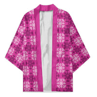 Pink Hawaiian Quilt Kimono Hawaii Pineapple Monstera Palaka Motifs LT14 Unisex Pink - Polynesian Pride