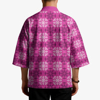 Pink Hawaiian Quilt Kimono Hawaii Pineapple Monstera Palaka Motifs LT14 - Polynesian Pride