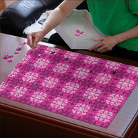 Pink Hawaiian Quilt Puzzle Hawaii Pineapple Monstera Palaka Motifs LT14 - Polynesian Pride