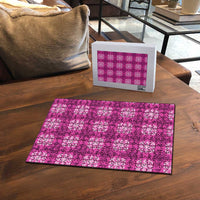 Pink Hawaiian Quilt Puzzle Hawaii Pineapple Monstera Palaka Motifs LT14 - Polynesian Pride