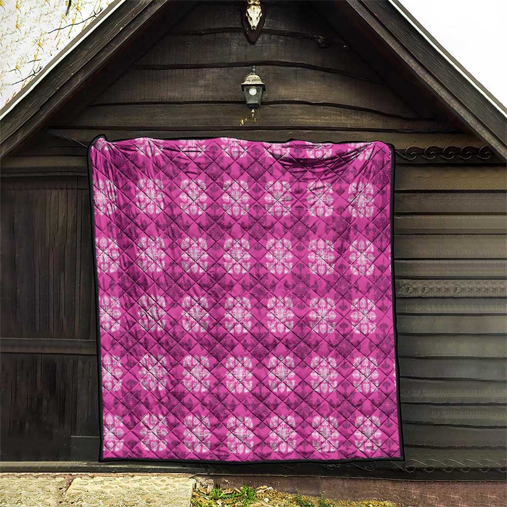 Pink Hawaiian Quilt Quilt Hawaii Pineapple Monstera Palaka Motifs LT14 - Polynesian Pride