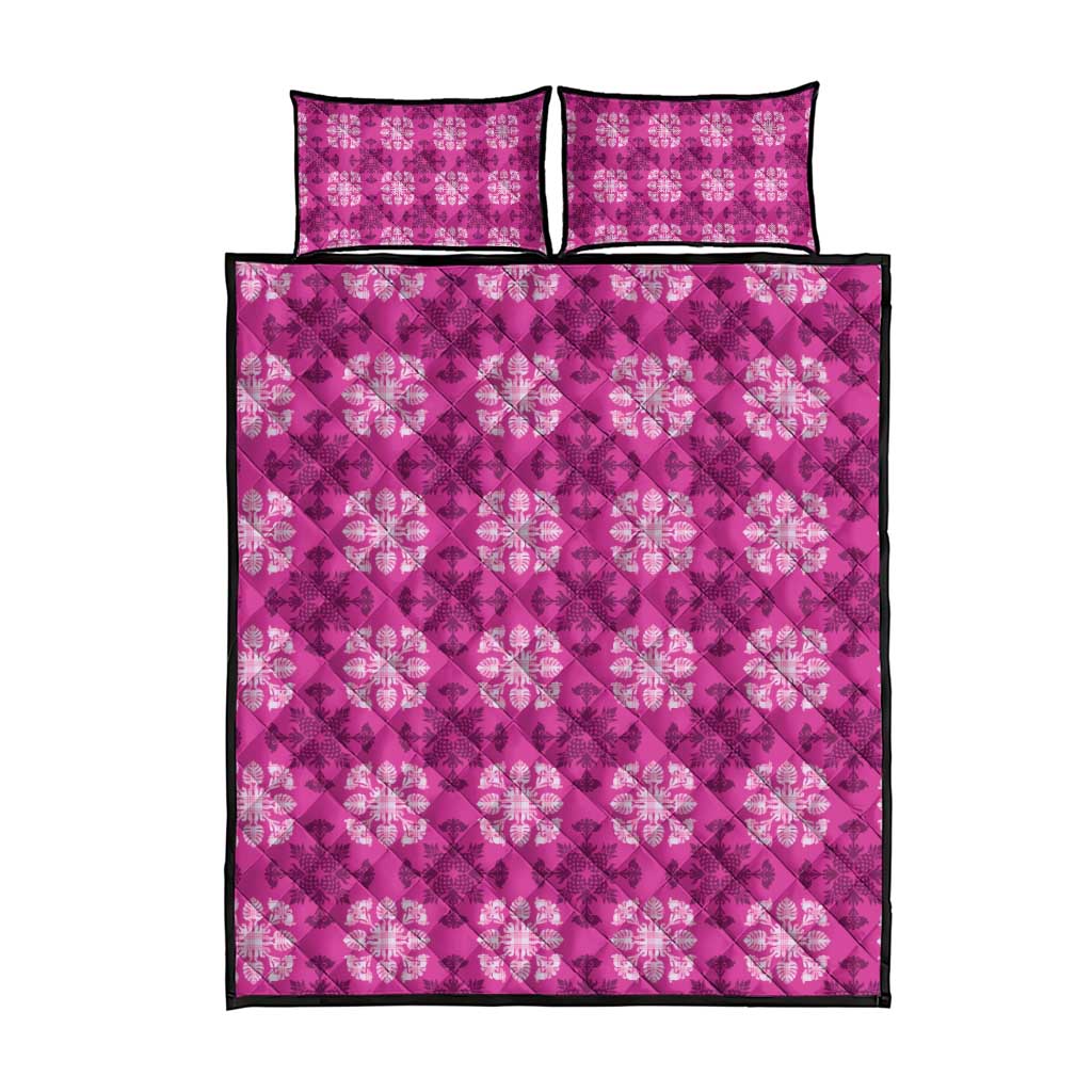 Pink Hawaiian Quilt Quilt Bed Set Hawaii Pineapple Monstera Palaka Motifs LT14 - Polynesian Pride