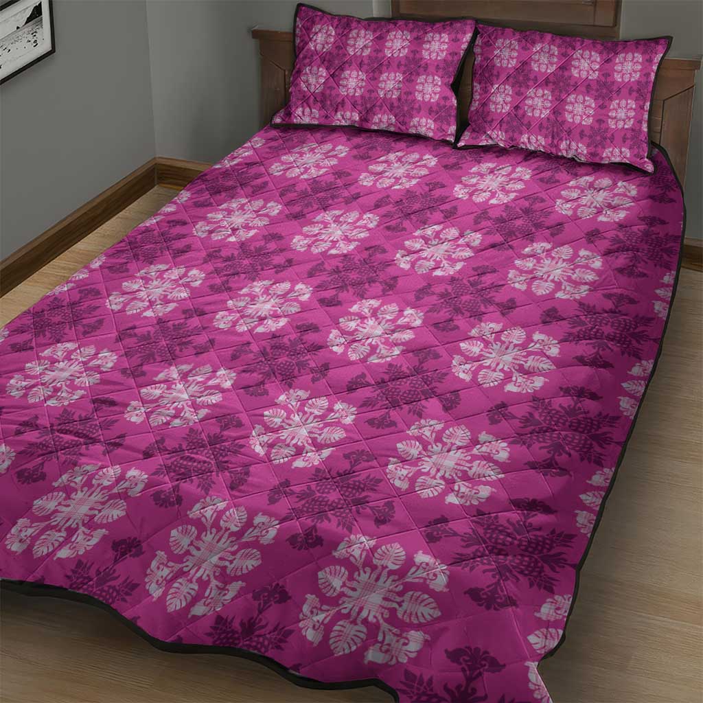 Pink Hawaiian Quilt Quilt Bed Set Hawaii Pineapple Monstera Palaka Motifs LT14 - Polynesian Pride