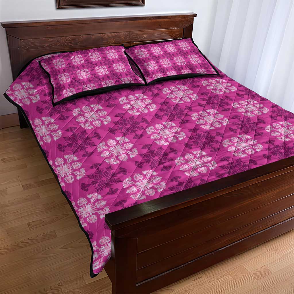 Pink Hawaiian Quilt Quilt Bed Set Hawaii Pineapple Monstera Palaka Motifs LT14 - Polynesian Pride