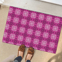 Pink Hawaiian Quilt Rubber Doormat Hawaii Pineapple Monstera Palaka Motifs LT14 - Polynesian Pride