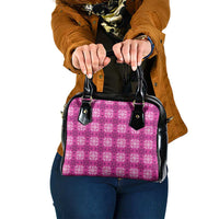 Pink Hawaiian Quilt Shoulder Handbag Hawaii Pineapple Monstera Palaka Motifs LT14 One Size Pink - Polynesian Pride