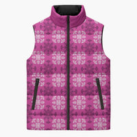 Pink Hawaiian Quilt Sleeveless Puffer Jacket Hawaii Pineapple Monstera Palaka Motifs LT14 Unisex Pink - Polynesian Pride
