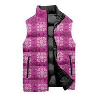 Pink Hawaiian Quilt Sleeveless Puffer Jacket Hawaii Pineapple Monstera Palaka Motifs LT14 - Polynesian Pride