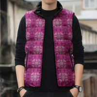 Pink Hawaiian Quilt Sleeveless Puffer Jacket Hawaii Pineapple Monstera Palaka Motifs LT14 - Polynesian Pride