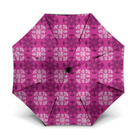 Pink Hawaiian Quilt Umbrella Hawaii Pineapple Monstera Palaka Motifs LT14 One Size Folded 11.42 inch Opened Diameter 37.4 inch Pink - Polynesian Pride