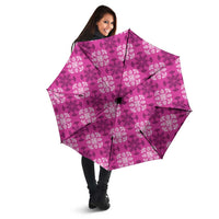 Pink Hawaiian Quilt Umbrella Hawaii Pineapple Monstera Palaka Motifs LT14 - Polynesian Pride